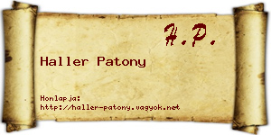 Haller Patony névjegykártya